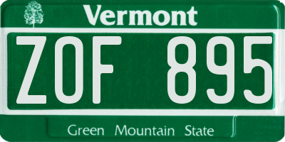 VT license plate ZOF895