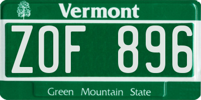VT license plate ZOF896