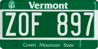 VT license plate ZOF897