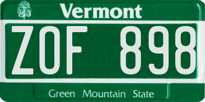 VT license plate ZOF898