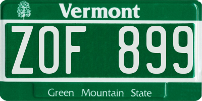 VT license plate ZOF899