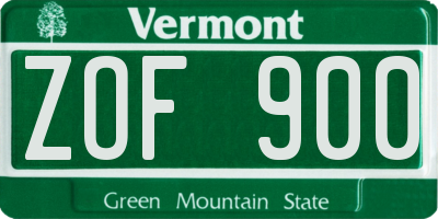 VT license plate ZOF900