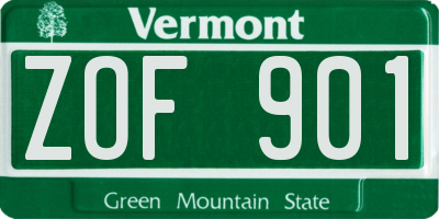 VT license plate ZOF901