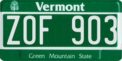VT license plate ZOF903