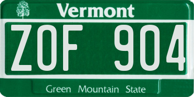 VT license plate ZOF904