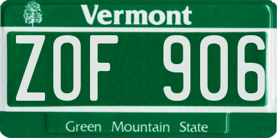 VT license plate ZOF906