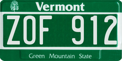 VT license plate ZOF912