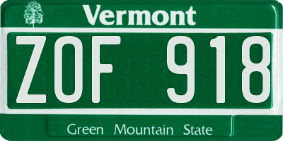 VT license plate ZOF918
