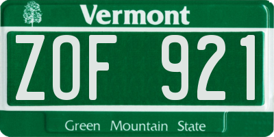 VT license plate ZOF921