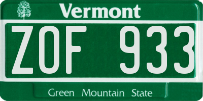 VT license plate ZOF933