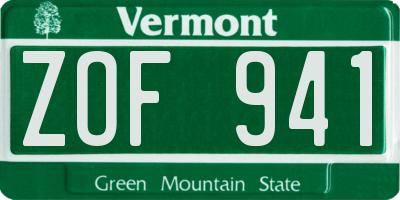 VT license plate ZOF941