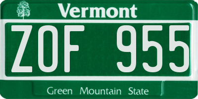 VT license plate ZOF955