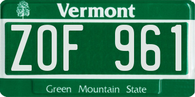 VT license plate ZOF961