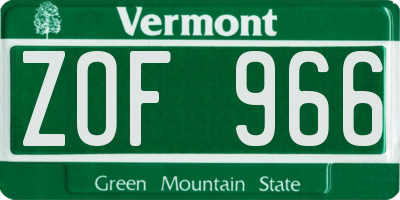 VT license plate ZOF966