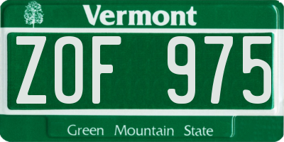 VT license plate ZOF975
