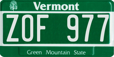 VT license plate ZOF977