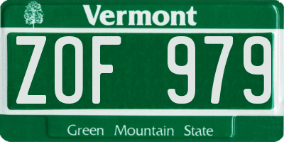 VT license plate ZOF979