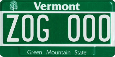 VT license plate ZOG000