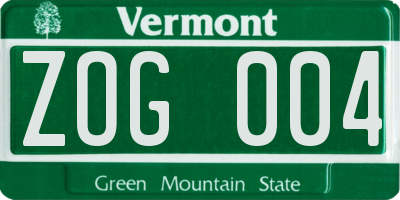 VT license plate ZOG004