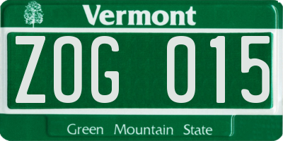 VT license plate ZOG015