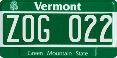 VT license plate ZOG022