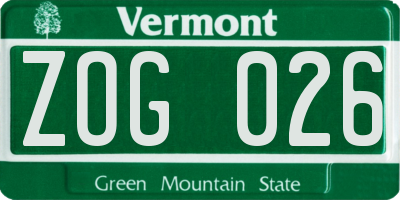 VT license plate ZOG026
