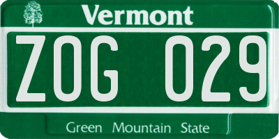 VT license plate ZOG029