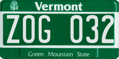 VT license plate ZOG032