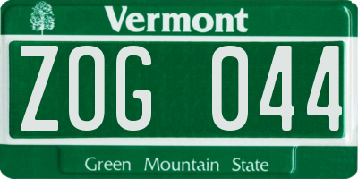 VT license plate ZOG044