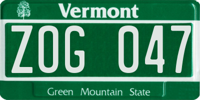 VT license plate ZOG047