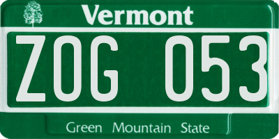 VT license plate ZOG053