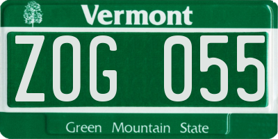 VT license plate ZOG055