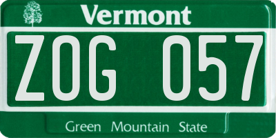VT license plate ZOG057