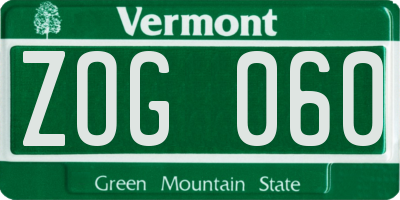 VT license plate ZOG060