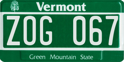 VT license plate ZOG067