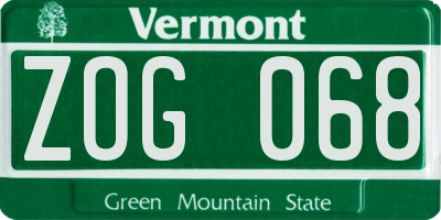 VT license plate ZOG068