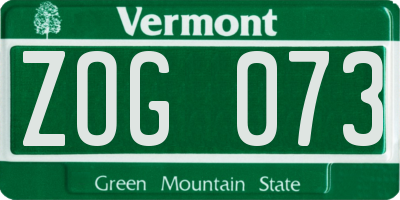 VT license plate ZOG073