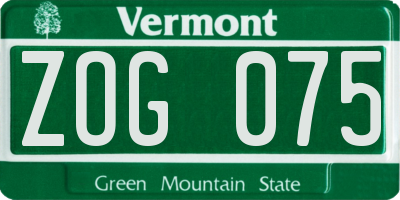 VT license plate ZOG075