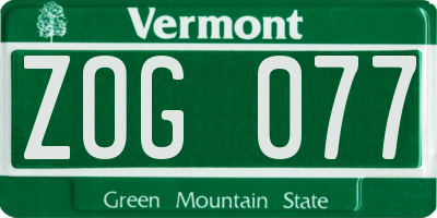 VT license plate ZOG077