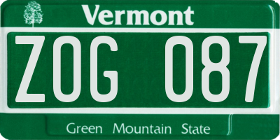 VT license plate ZOG087