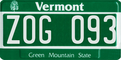 VT license plate ZOG093