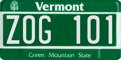 VT license plate ZOG101