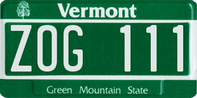 VT license plate ZOG111