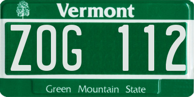 VT license plate ZOG112