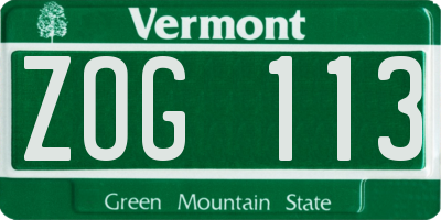 VT license plate ZOG113