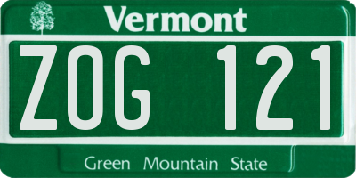 VT license plate ZOG121
