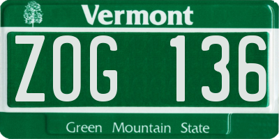 VT license plate ZOG136