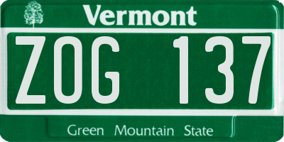 VT license plate ZOG137
