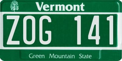 VT license plate ZOG141