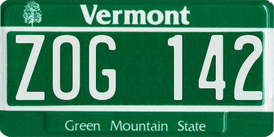 VT license plate ZOG142